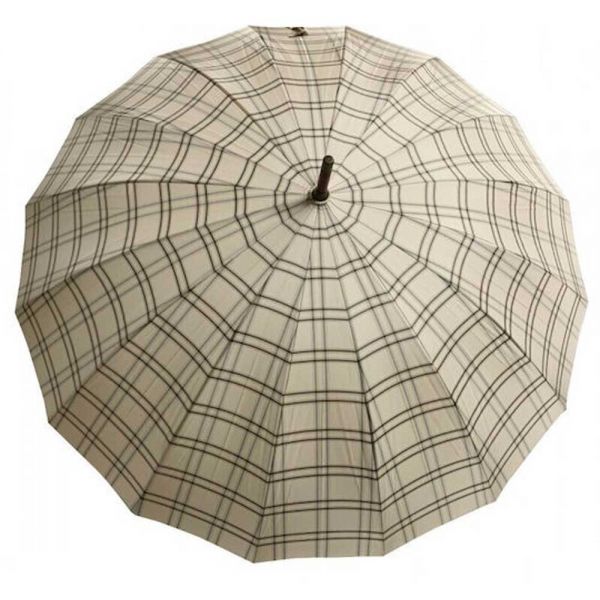 Long Manual Umbrella Guy Laroche Checked Beige