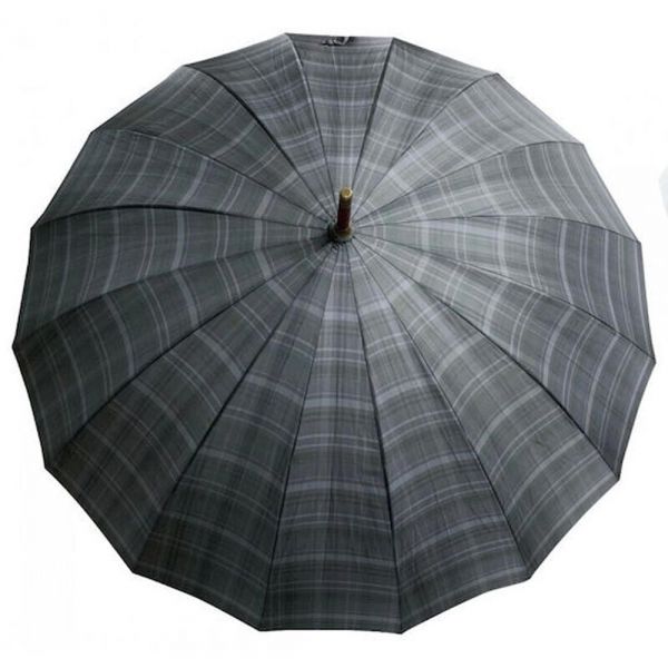 Long Manual Umbrella Guy Laroche Checked Grey Anthracite