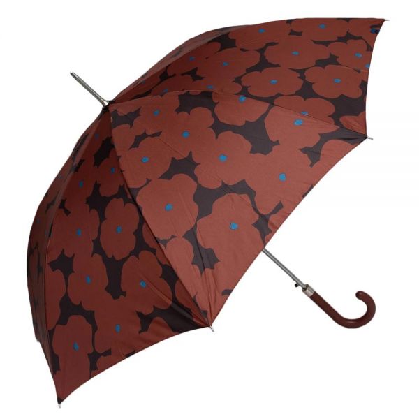 Ομπρέλα μεγάλη αυτόματη κανελί φλοράλ Pierre Cardin Long AC Umbrella
