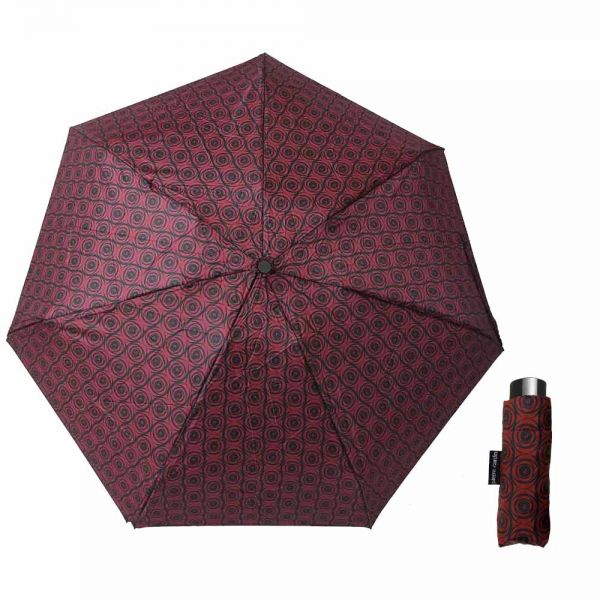 Ομπρέλα γυναικεία mini σπαστή σκούρα κόκκινη  Pierre Cardin Mini Folding Umbrella Spiral Dark Red