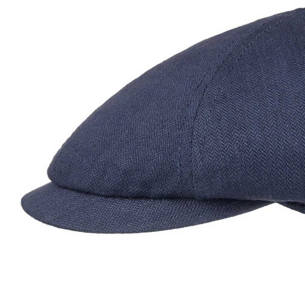 Καπέλο τραγιάσκα ανδρική καλοκαιρινή λινή μπλε Stetson Linen 6 Panel Flat Cap Blue