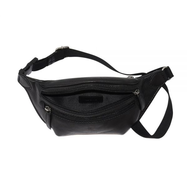 Τσαντάκι μέσης δερμάτινο μαύρο Dakar Spray Leather  Waist Bag Black