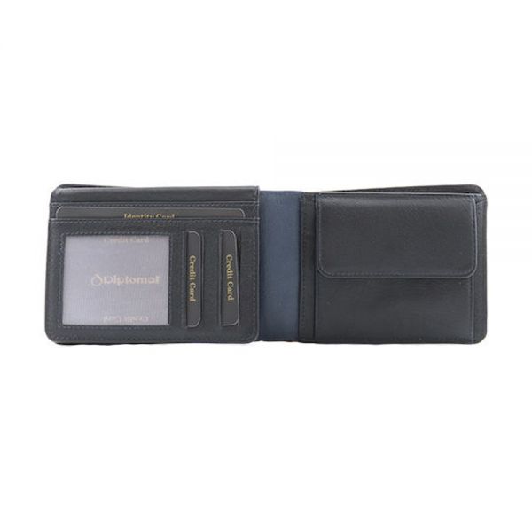 Leather Horizontal Wallet Diplomat MN 411 Black / Blue