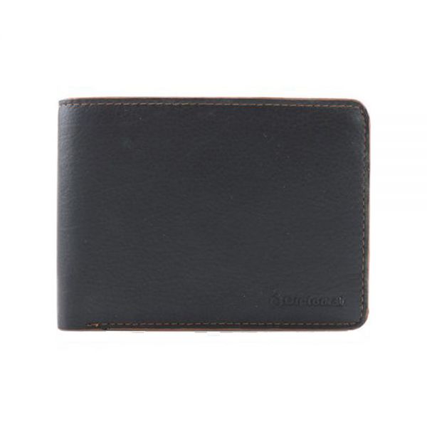 Leather Horizontal Wallet Diplomat MN 411 Black / Tabac