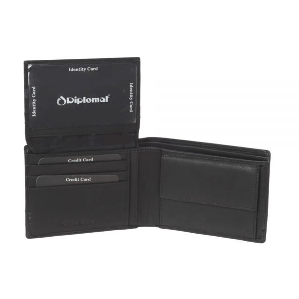 Leather Horizontal Wallet Diplomat MN 438 Black