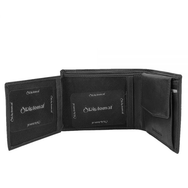 Leather Horizontal Wallet Diplomat MN 602 Black