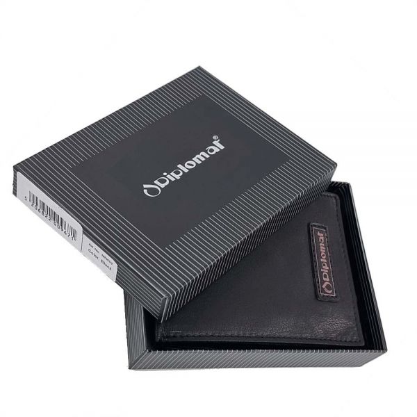 Leather Horizontal Wallet Diplomat MN 602 Black