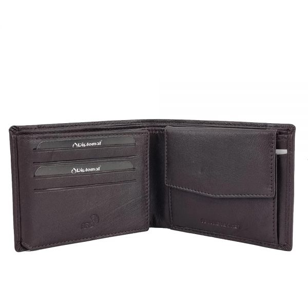 Leather Horizontal Wallet Diplomat MN 602 Brown