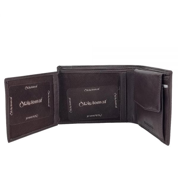 Leather Horizontal Wallet Diplomat MN 602 Brown