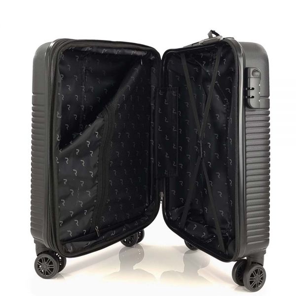 Βαλίτσα σκληρή καμπίνας επεκτάσιμη μαύρη με 4 ρόδες Rain 4W Εxpandable RB8089 Luggage 55 cm Black