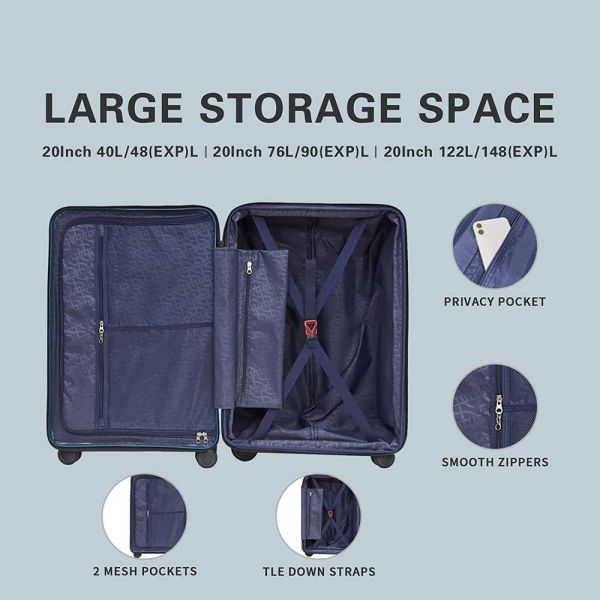 Small Hard Expandable Luggage 4 Wheels  Verage Freeland Blue VG20062-19