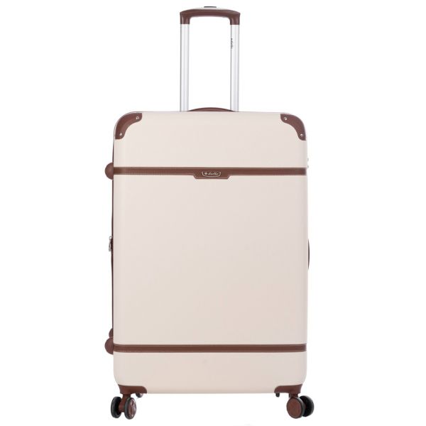 Large Hard Expandable Luggage 4 Wheels Dielle 1160 70 cm Ecru