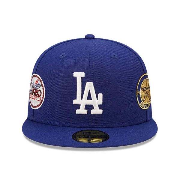 Summer Cap Los Angeles Dodgers New Era 59Fifty Cooperstown Multi Patch Fitted Cap Blue