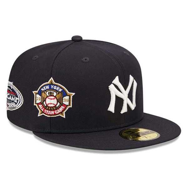 Summer Cap New York Yankees New Era 59Fifty Cooperstown Multi Patch Fitted Cap Navy