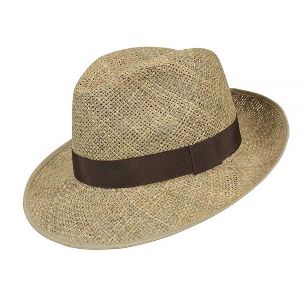 Καπέλο ψάθινο ανδρικό καλοκαιρινό Trilby Fedora Straw Hat