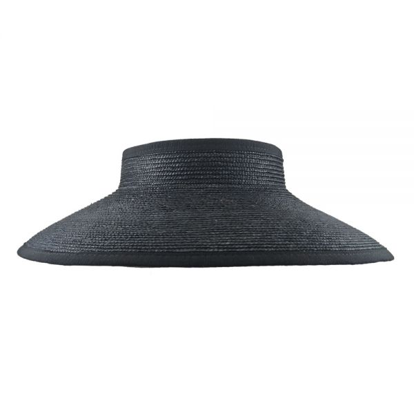 Καπέλο γείσο γυναικείο ψάθινο μαύρο με μαύρο ρέλι