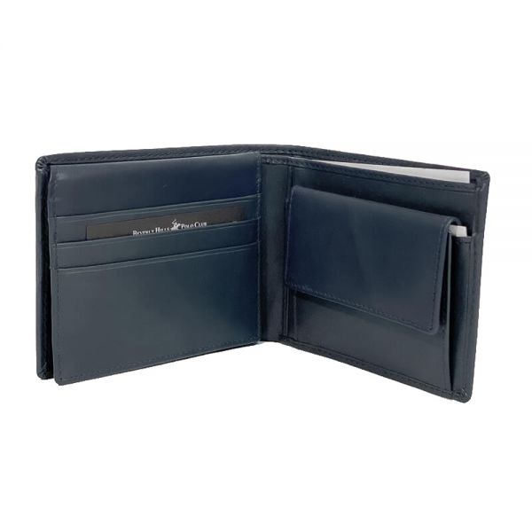 Men's Leather Horizontal Wallet Beverly Hills Polo Club Blue BH-134