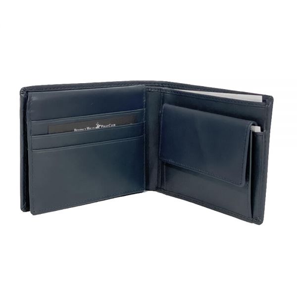 Πορτοφόλι δερμάτινο ανδρικό μπλε Beverly Hills Polo Club Wallet Blue BH-934