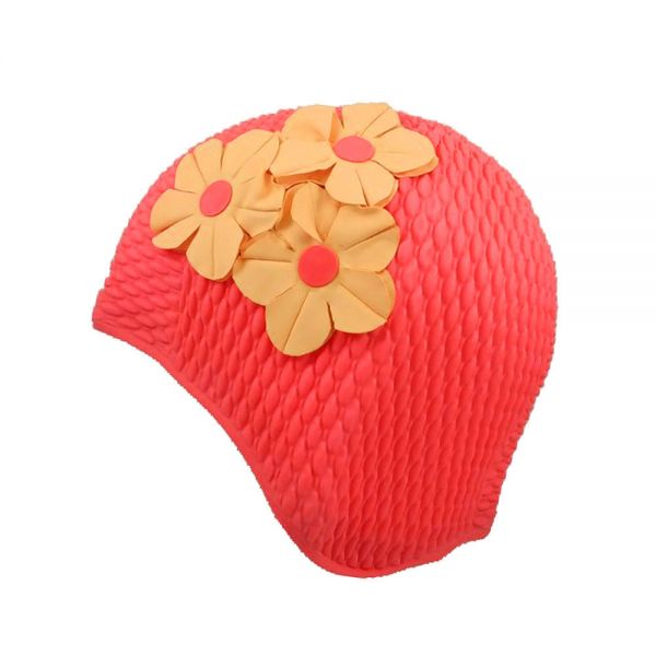 Women's Swimming Cap With Salmon Flower Bouquet Fuchsia