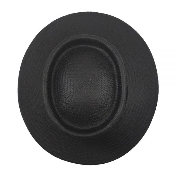 Summer Sraw Traveler Hat With Wide Grosgrain Ribbon Black