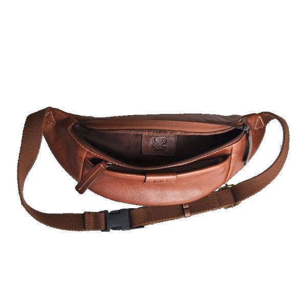 Leather Waist Bag Marta Ponti Legendary Cognac