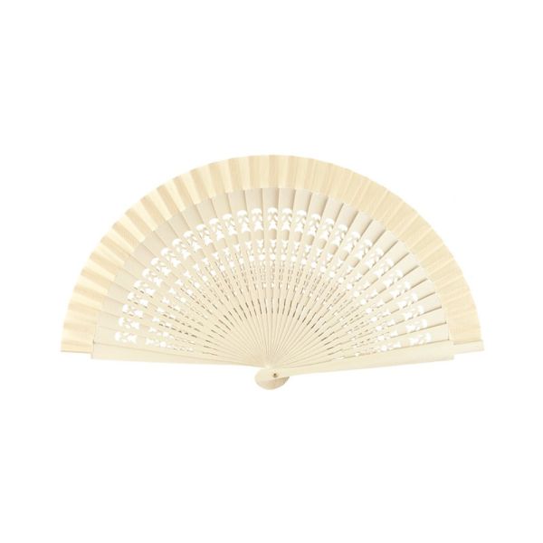 Wooden Small Perforated Fan Joseblay Ecru