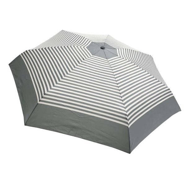 Ομπρέλα γυναικεία μίνι σπαστή γκρι ριγέ Guy Laroche Mini Folding Umbrella Stripes Grey