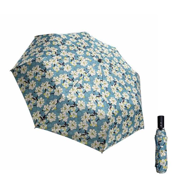 Automatic Open - Close Folding Umbrella Guy Laroche Floral Turquoise