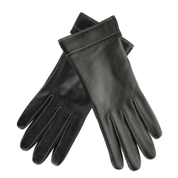 Γάντια δερμάτινα γυναικεία μαύρα  Guy Laroche Leather Gloves 98882
