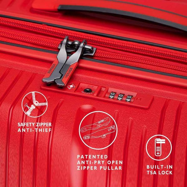 Medium Hard Expandable Luggage 4 Wheels Verage Rome Red VG19006-24