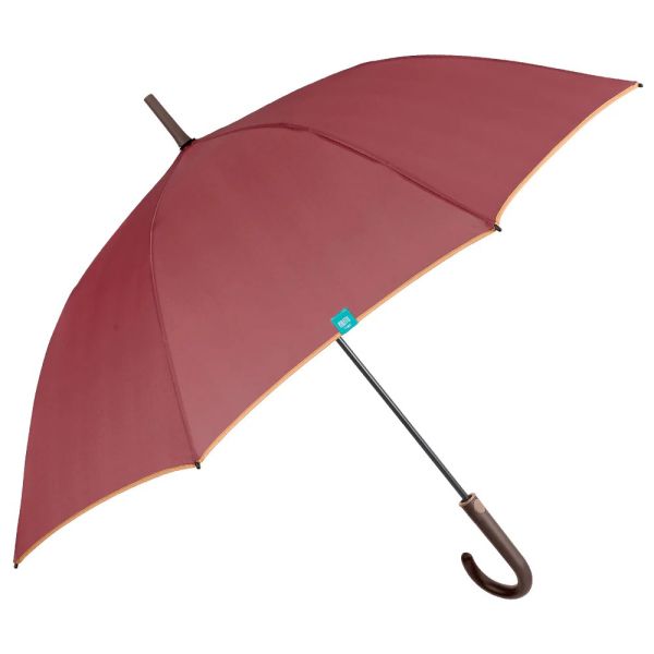 Women's Long Automatic Umbrella Perletti Time Border Bronze Burgundy