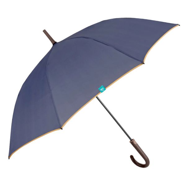 Women's Long Automatic Umbrella Perletti Time Border Bronze Blue