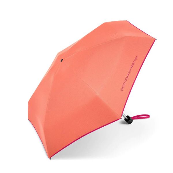 Ultra Mini Flat Folding Umbrella United Colors Of Benetton Fresh Salmon