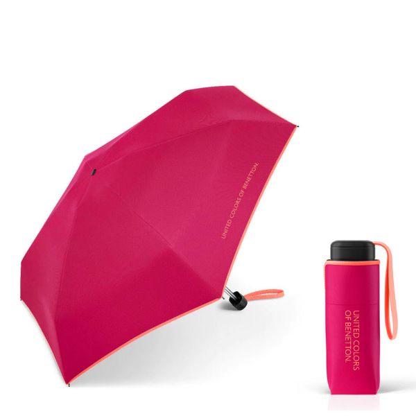 Ultra Mini Flat Folding Umbrella United Colors Of Benetton Bright Rose