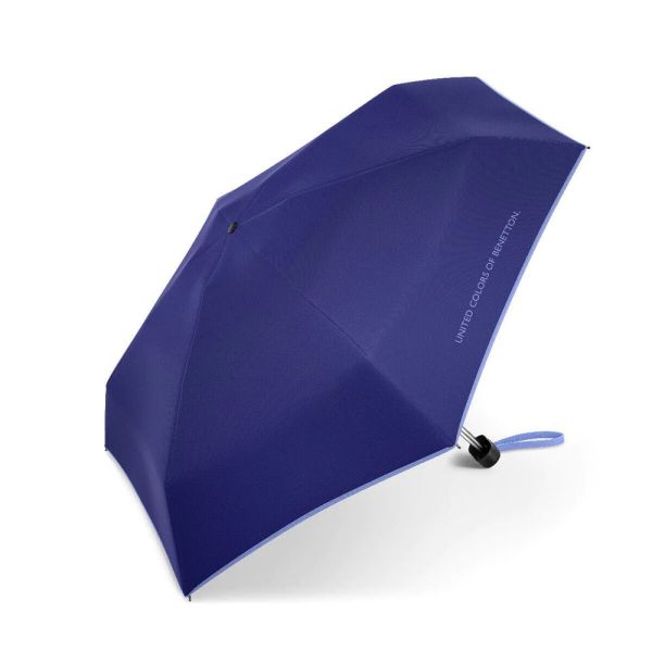 Ομπρέλα μίνι σπαστή πλακέ χειροκίνητη μπλε με ρέλι United Colors Of Benetton Ultra Mini Flat Folding Umbrella Spectrum Blue