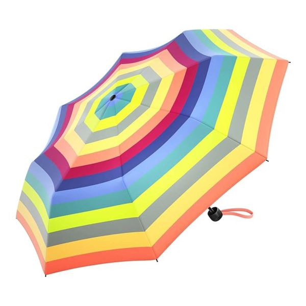 Ομπρέλα σπαστή χειροκίνητη πολύχρωμη ριγέ United Colors of Benetton Folding Manual Umbrella Multistripe Fresh Salmon