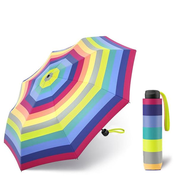 Folding Manual Umbrella United Colors of Benetton Multistripe Lime Punch