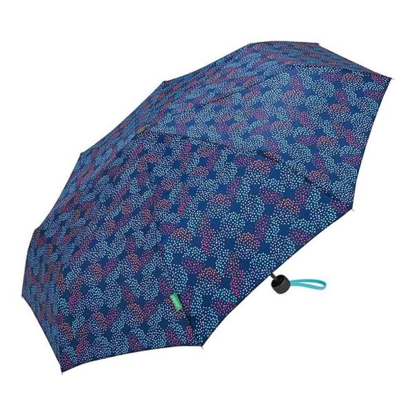 Ομπρέλα σπαστή χειροκίνητη πουά μπλε United Colors of Benetton Folding Manual Umbrella Pop Dots Bellwether Blue