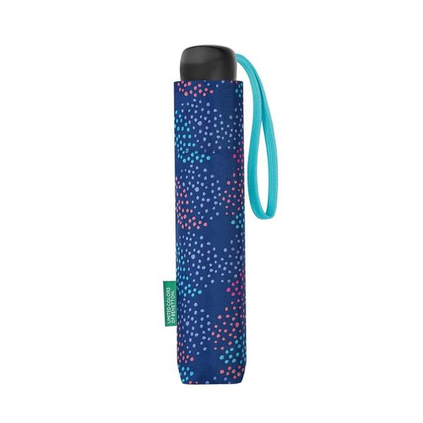 Ομπρέλα σπαστή χειροκίνητη πουά μπλε United Colors of Benetton Folding Manual Umbrella Pop Dots Bellwether Blue