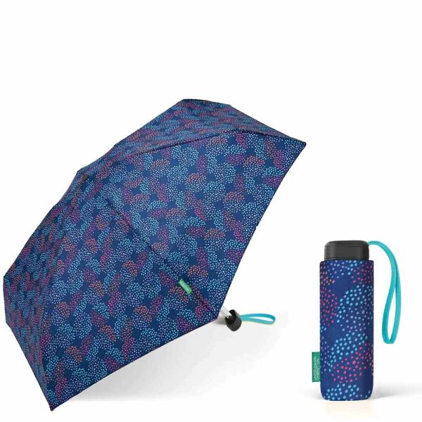 Ομπρέλα μίνι σπαστή πλακέ χειροκίνητη πουά μπλε United Colors Of Benetton Ultra Mini Flat Folding Umbrella Pop Dots Bellwether Blue