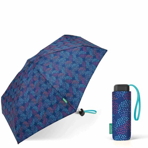 Ultra Mini Flat Folding Umbrella United Colors Of Benetton Pop Dots Bellwether Blue