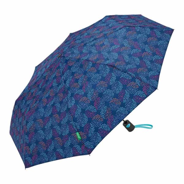 Ομπρέλα σπαστή αυτόματη μπλε με πουά United Colors Of Benetton Mini AC Folding Umbrella Pop Dots Bellwether Blue