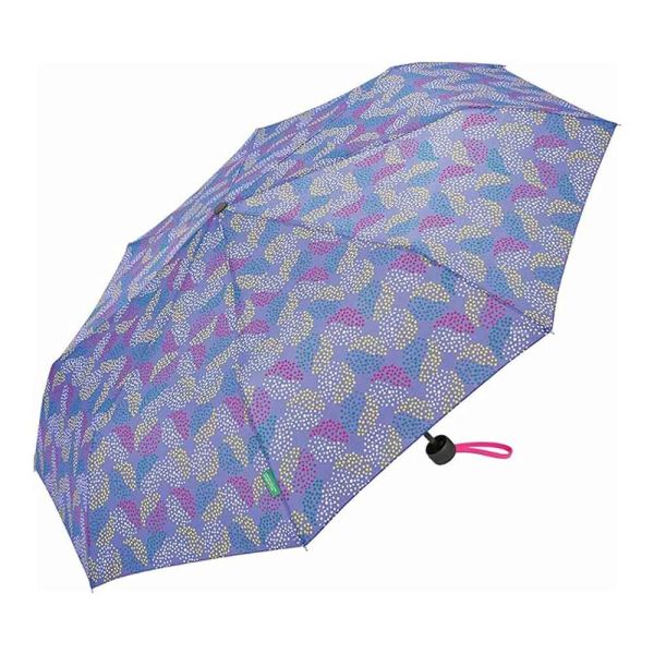 Ομπρέλα σπαστή χειροκίνητη πουά λιλά United Colors of Benetton Folding Manual Umbrella Pop Dots Deep Periwinkle