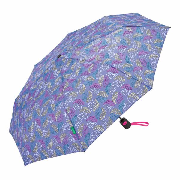 Ομπρέλα σπαστή αυτόματη λιλά με πουά United Colors Of Benetton Mini AC Folding Umbrella Pop Dots Deep Periwinkle