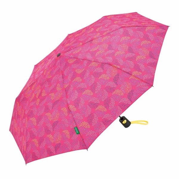 Ομπρέλα σπαστή αυτόματη φούξια με πουά United Colors Of Benetton Mini AC Folding Umbrella Pop Dots Fuchsia