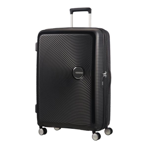 Hard Expandable Luggage With 4 Wheels American Tourister Soundbox Spinner 77 cm Bass Black