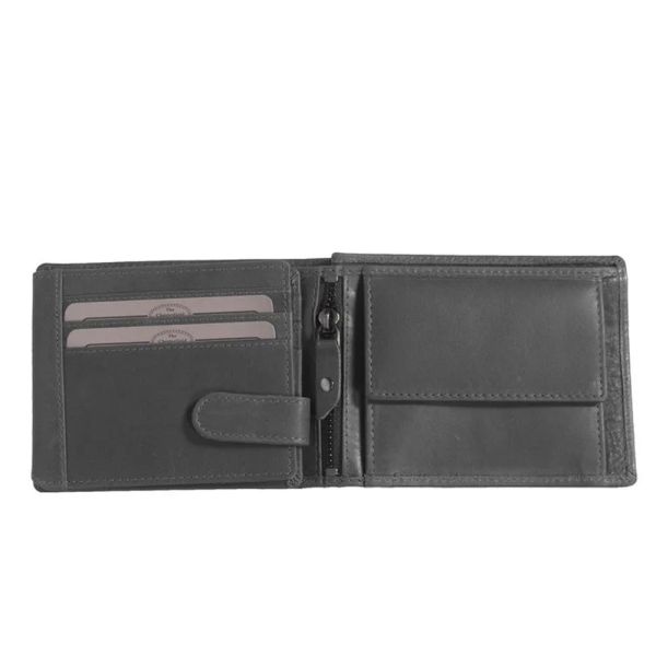 Horizontal Cow Wax Pull Up Leather Wallet The Chesterfield Brand C08.0204BC Black