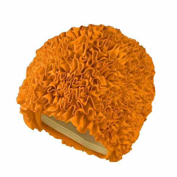 Σκουφάκι θάλασσας υφασμάτινο με βολάν πορτοκαλί Ruffle Swimming Cap Orange