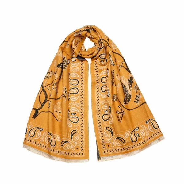 Women's Winter Printed Stole Mustard