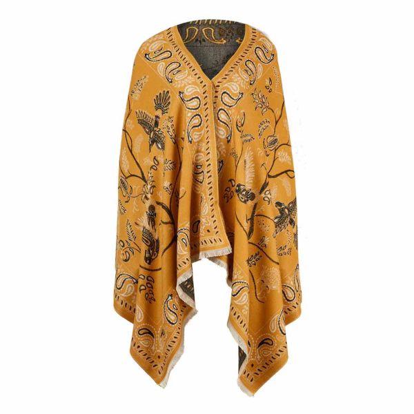 Women's Winter Printed Stole Mustard